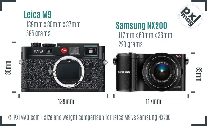 Leica M9 vs Samsung NX200 size comparison