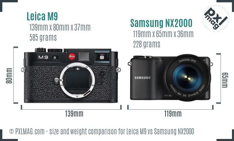 Leica M9 vs Samsung NX2000 size comparison