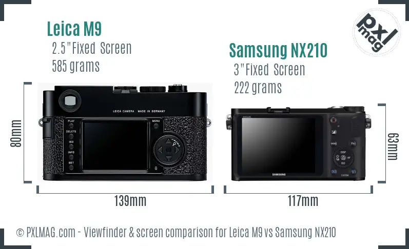 Leica M9 vs Samsung NX210 Screen and Viewfinder comparison