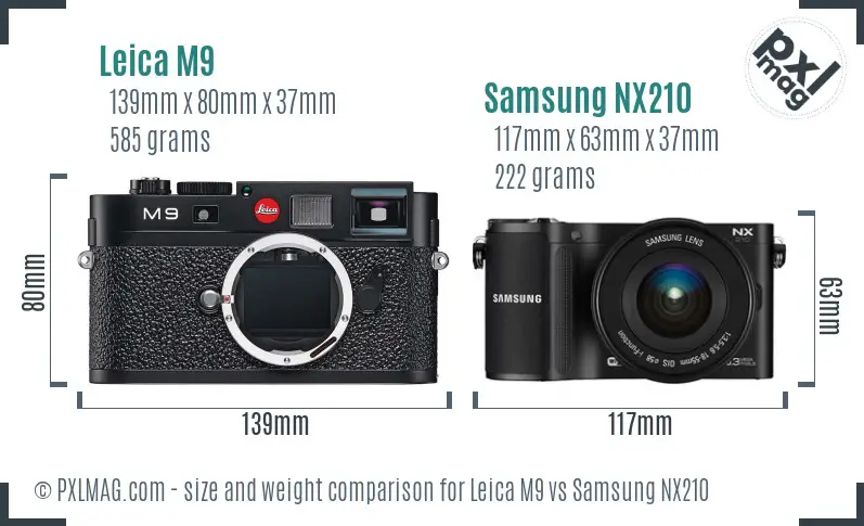 Leica M9 vs Samsung NX210 size comparison