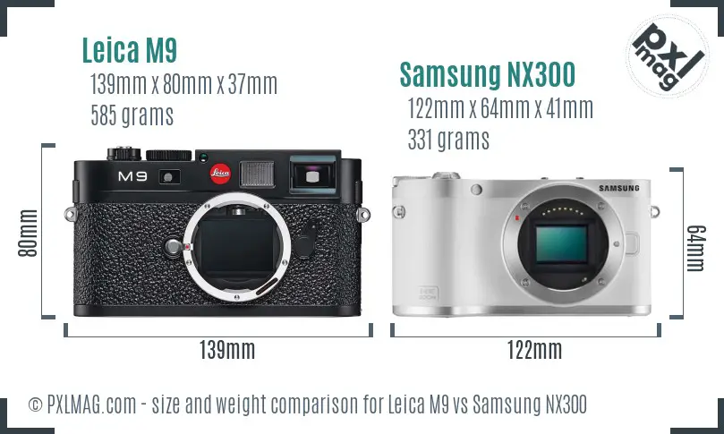 Leica M9 vs Samsung NX300 size comparison