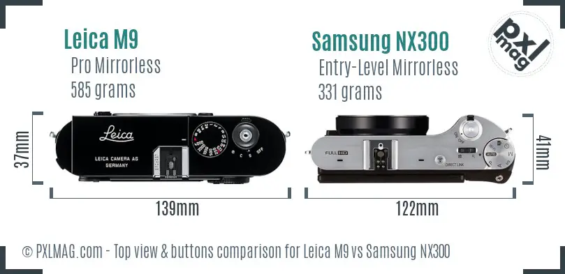 Leica M9 vs Samsung NX300 top view buttons comparison