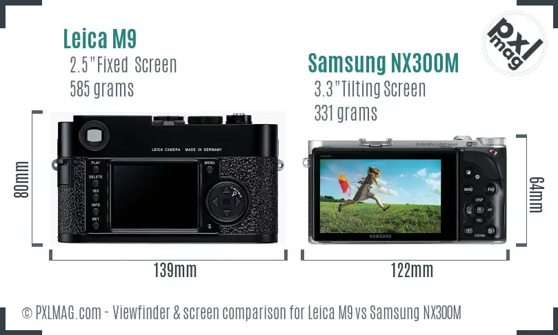 Leica M9 vs Samsung NX300M Screen and Viewfinder comparison