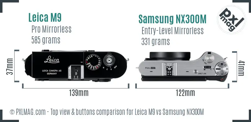 Leica M9 vs Samsung NX300M top view buttons comparison