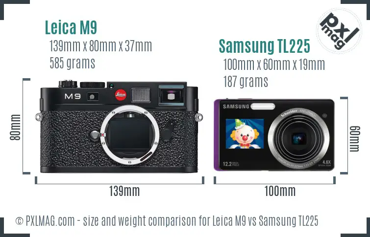 Leica M9 vs Samsung TL225 size comparison