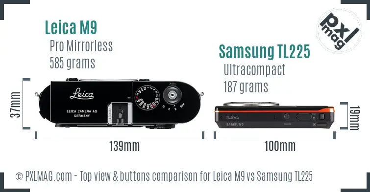 Leica M9 vs Samsung TL225 top view buttons comparison