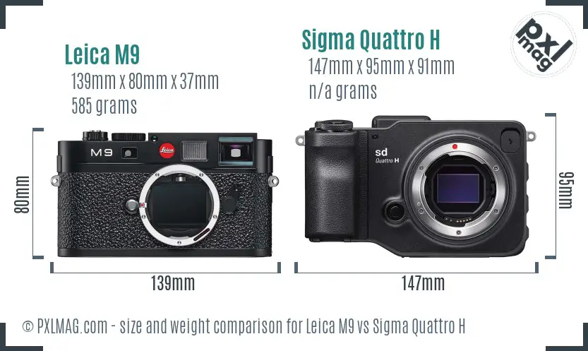 Leica M9 vs Sigma Quattro H size comparison