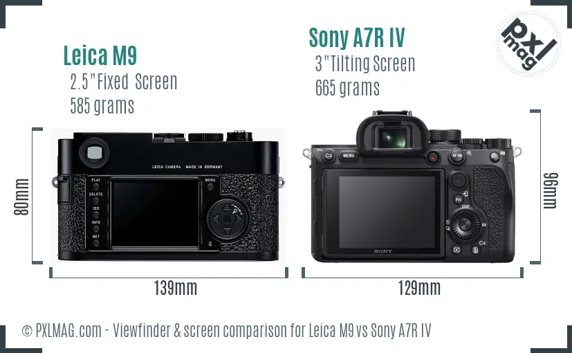 Leica M9 vs Sony A7R IV Screen and Viewfinder comparison