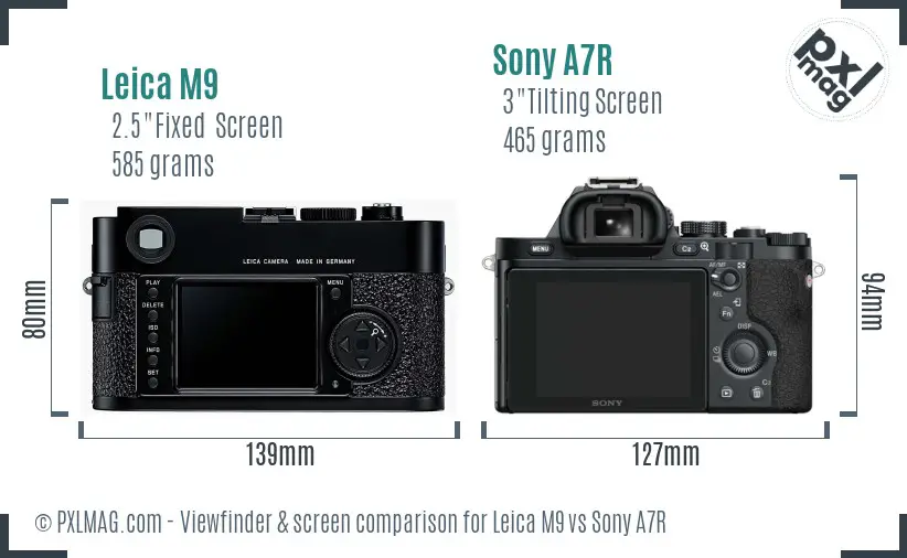 Leica M9 vs Sony A7R Screen and Viewfinder comparison