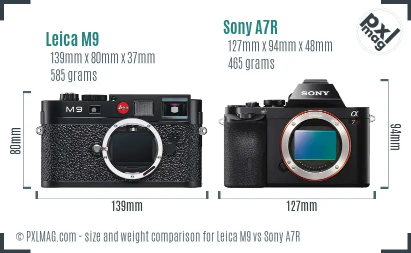 Leica M9 vs Sony A7R size comparison