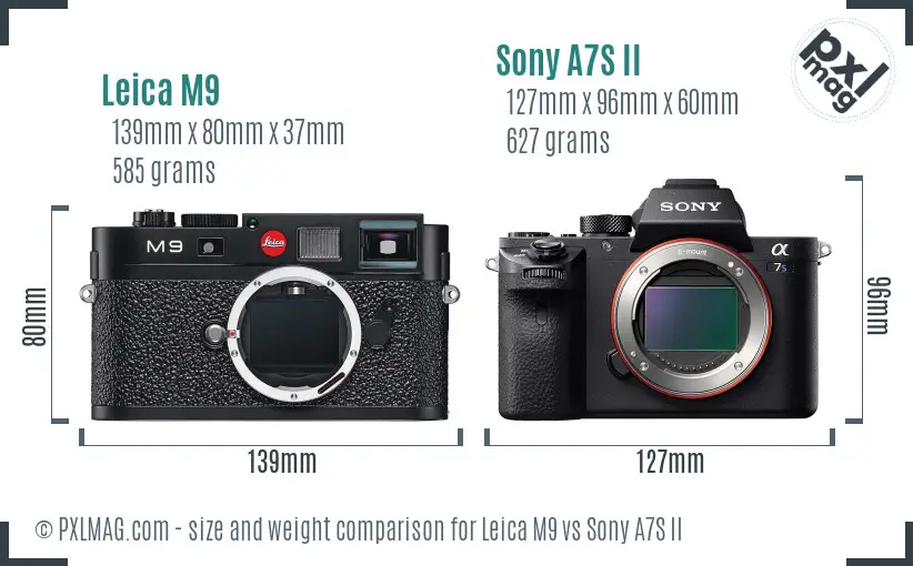 Leica M9 vs Sony A7S II size comparison