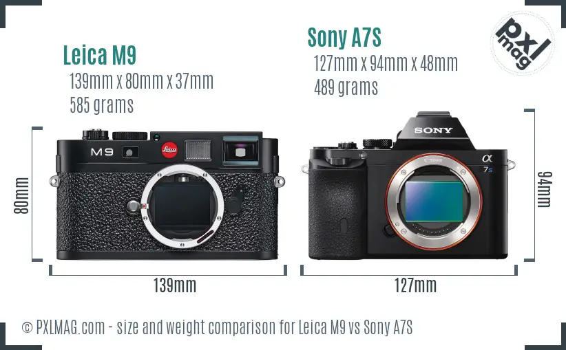 Leica M9 vs Sony A7S size comparison