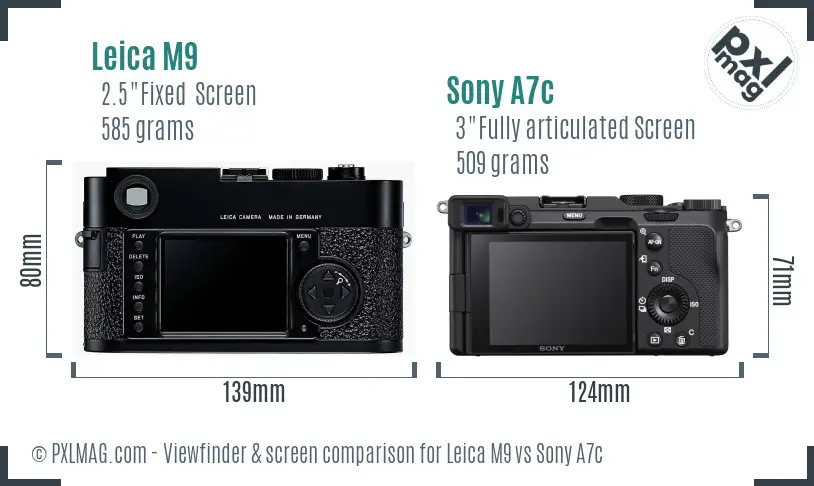 Leica M9 vs Sony A7c Screen and Viewfinder comparison