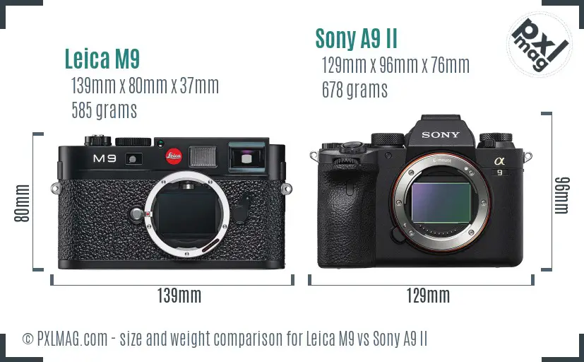 Leica M9 vs Sony A9 II size comparison