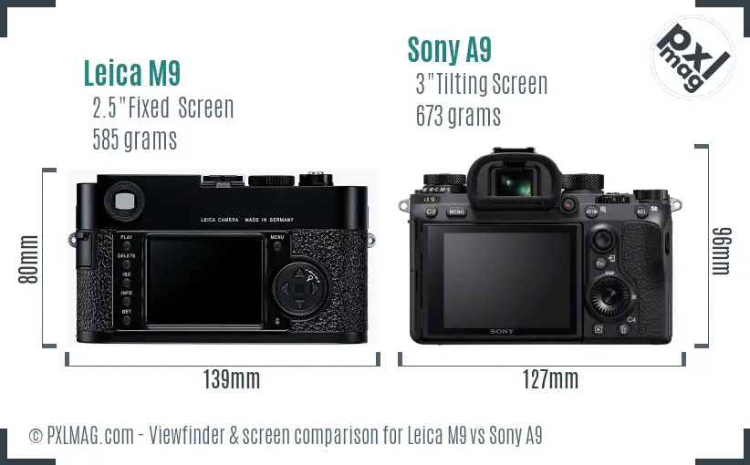 Leica M9 vs Sony A9 Screen and Viewfinder comparison