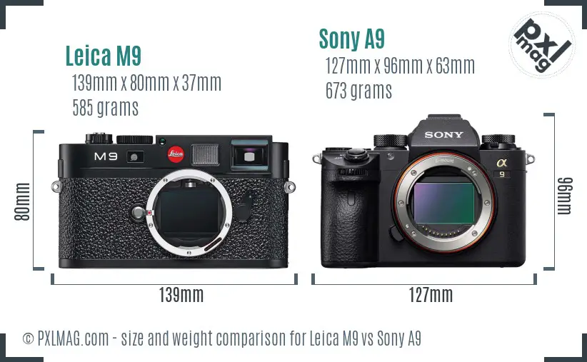 Leica M9 vs Sony A9 size comparison