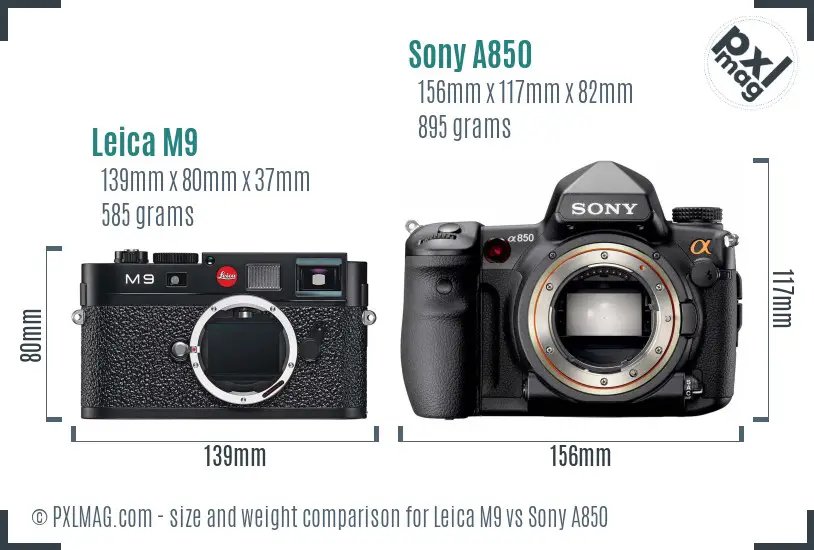 Leica M9 vs Sony A850 size comparison