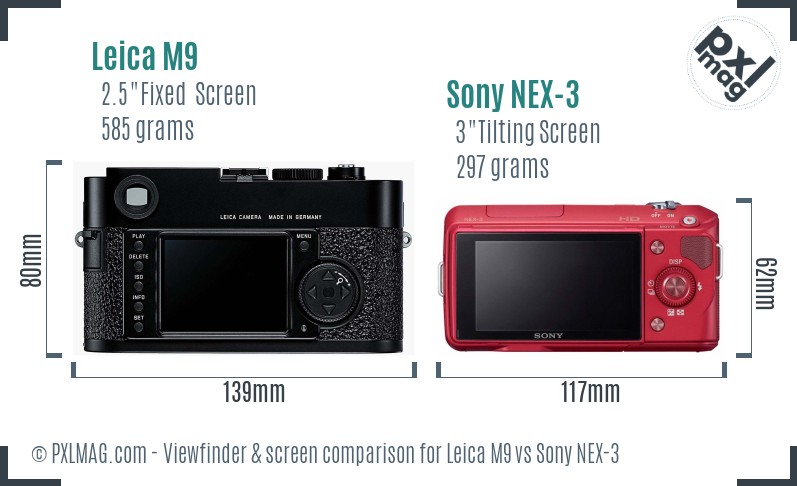 Leica M9 vs Sony NEX-3 Screen and Viewfinder comparison