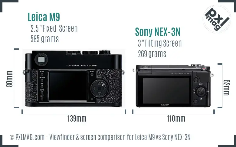 Leica M9 vs Sony NEX-3N Screen and Viewfinder comparison