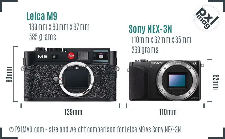 Leica M9 vs Sony NEX-3N size comparison