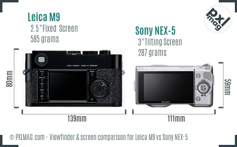 Leica M9 vs Sony NEX-5 Screen and Viewfinder comparison