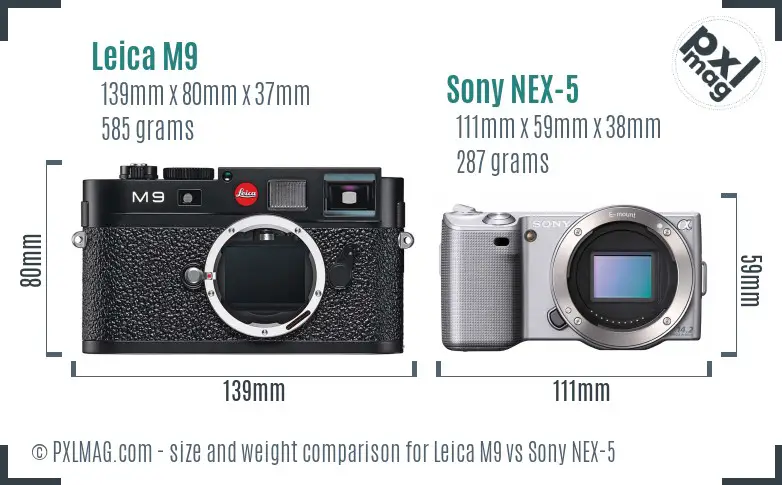 Leica M9 vs Sony NEX-5 size comparison