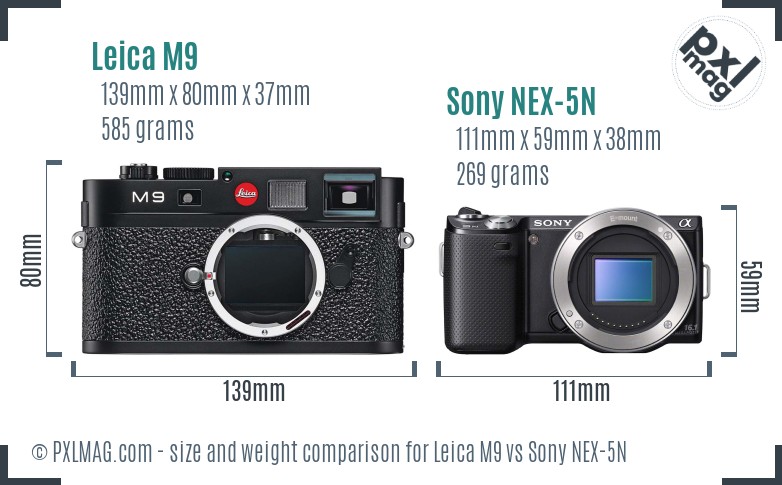 Leica M9 vs Sony NEX-5N size comparison Leica M9 vs Sony NEX-5N size comparison