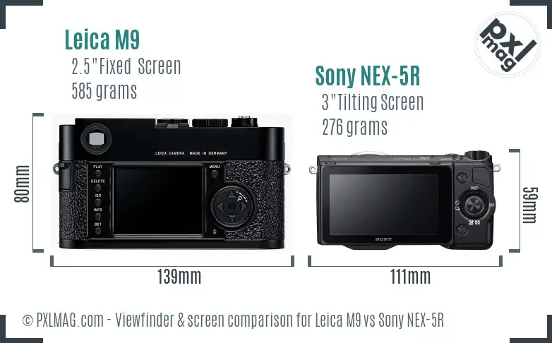 Leica M9 vs Sony NEX-5R Screen and Viewfinder comparison