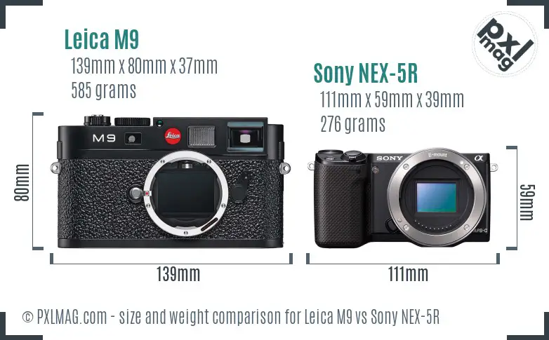 Leica M9 vs Sony NEX-5R size comparison