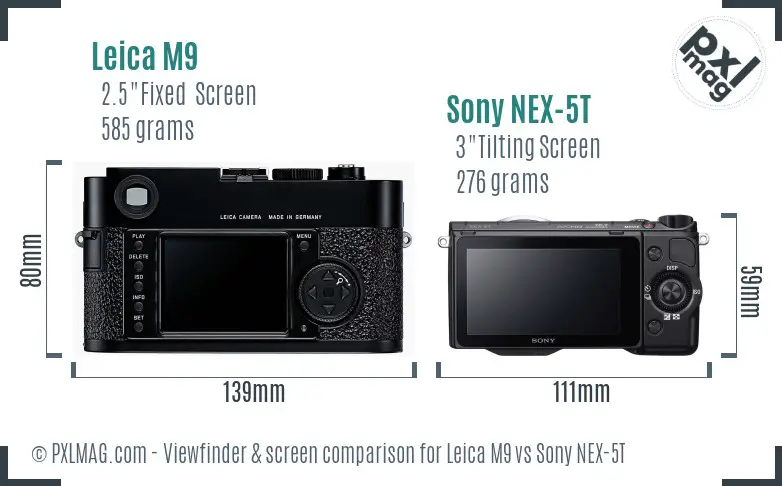 Leica M9 vs Sony NEX-5T Screen and Viewfinder comparison