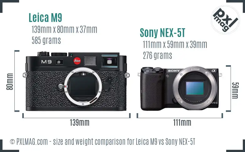 Leica M9 vs Sony NEX-5T size comparison