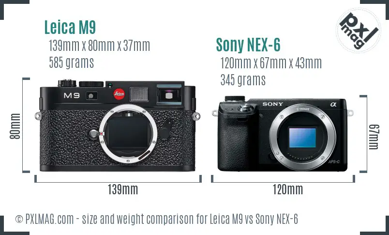 Leica M9 vs Sony NEX-6 size comparison