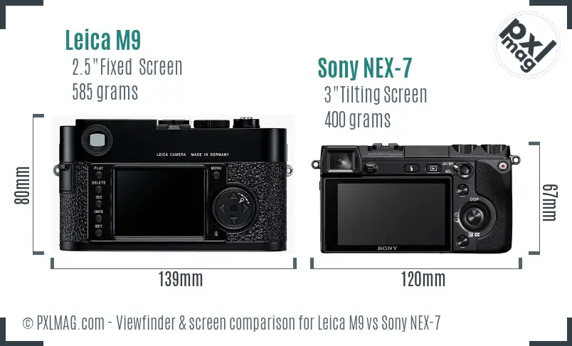 Leica M9 vs Sony NEX-7 Screen and Viewfinder comparison