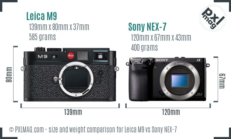 Leica M9 vs Sony NEX-7 size comparison