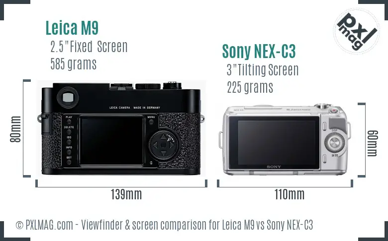 Leica M9 vs Sony NEX-C3 Screen and Viewfinder comparison Leica M9 vs Sony NEX-C3 Screen and Viewfinder comparison
