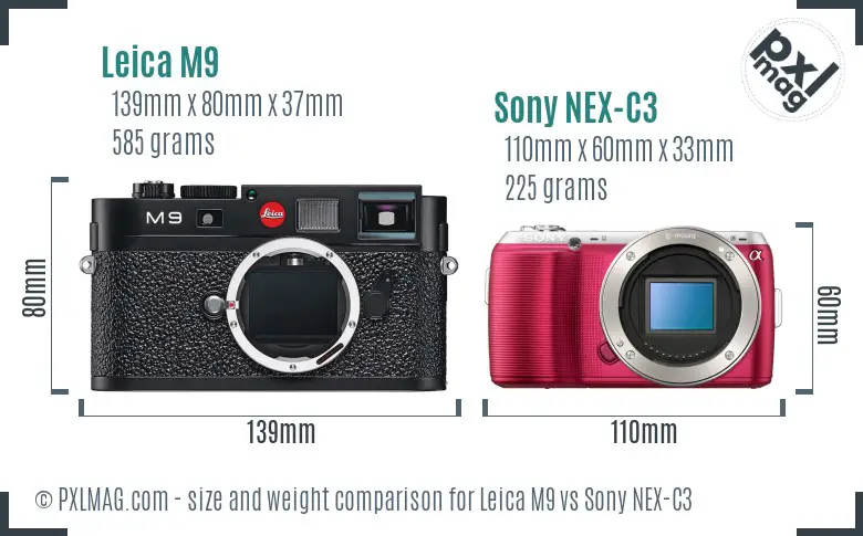 Leica M9 vs Sony NEX-C3 size comparison Leica M9 vs Sony NEX-C3 size comparison