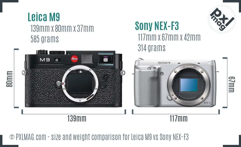 Leica M9 vs Sony NEX-F3 size comparison