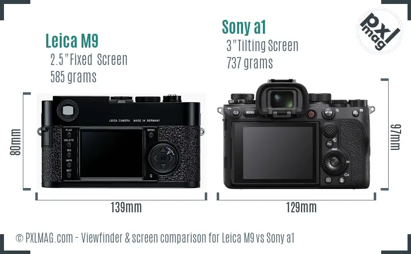 Leica M9 vs Sony a1 Screen and Viewfinder comparison