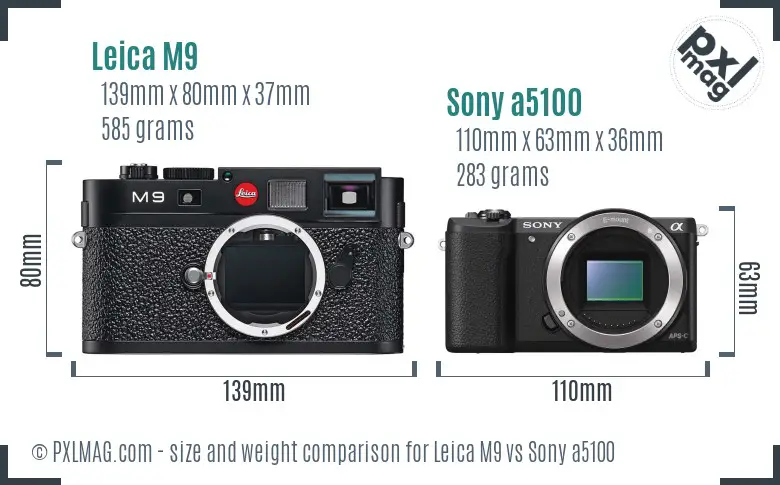Leica M9 vs Sony a5100 size comparison