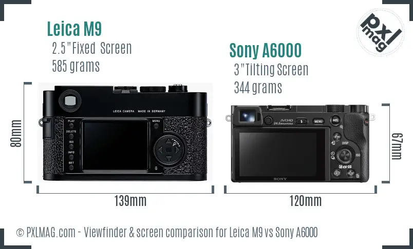 Leica M9 vs Sony A6000 Screen and Viewfinder comparison