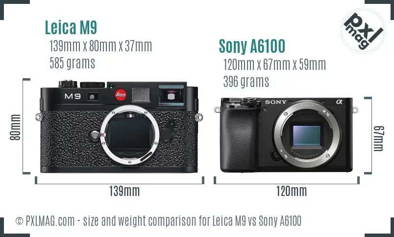 Leica M9 vs Sony A6100 size comparison