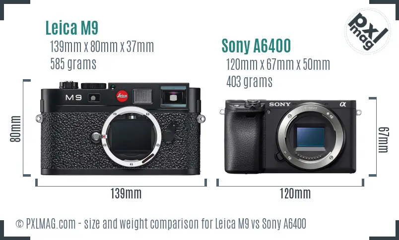 Leica M9 vs Sony A6400 size comparison