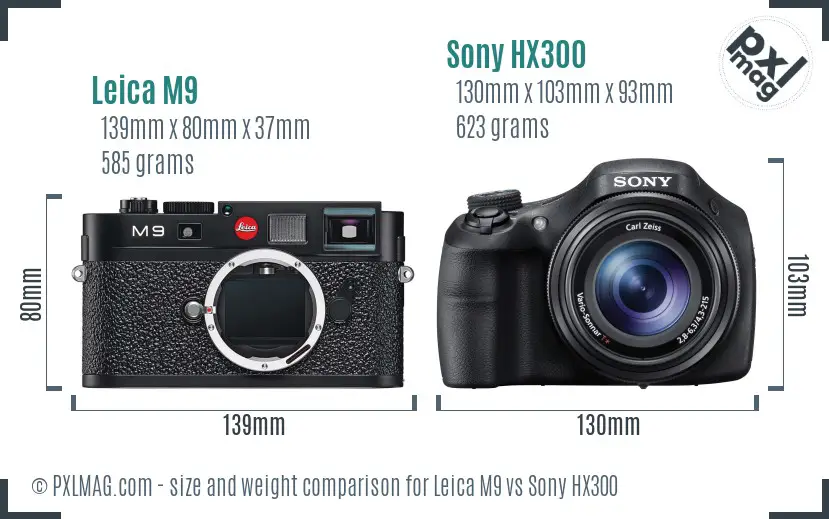 Leica M9 vs Sony HX300 size comparison