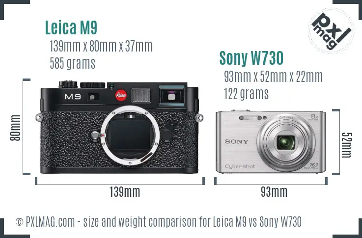 Leica M9 vs Sony W730 size comparison