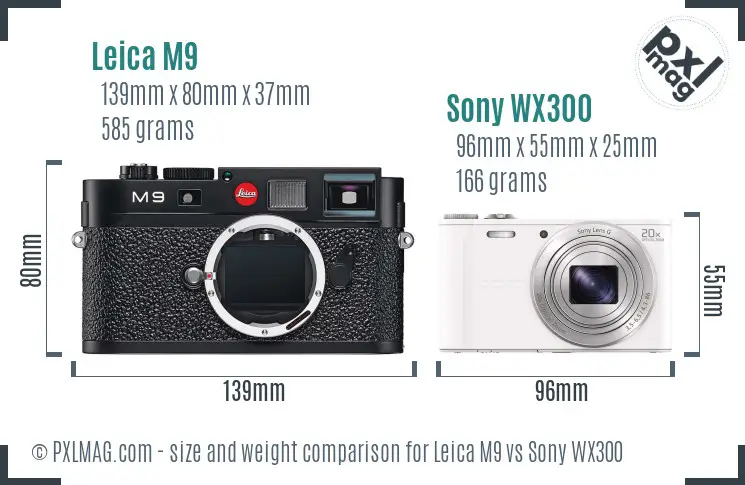 Leica M9 vs Sony WX300 size comparison