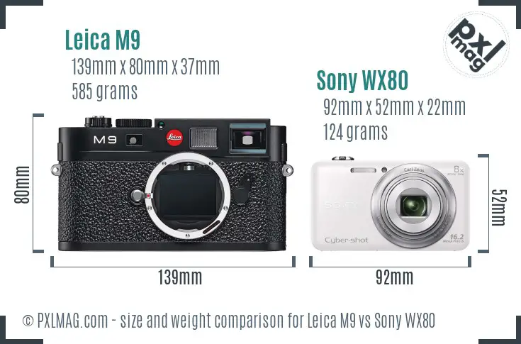 Leica M9 vs Sony WX80 size comparison
