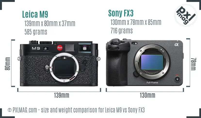 Leica M9 vs Sony FX3 size comparison