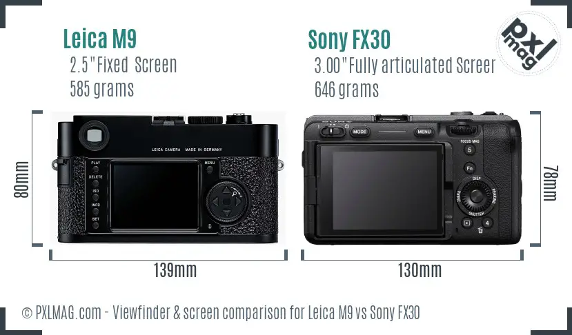 Leica M9 vs Sony FX30 Screen and Viewfinder comparison Leica M9 vs Sony FX30 Screen and Viewfinder comparison