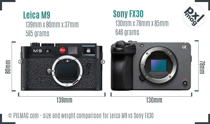 Leica M9 vs Sony FX30 size comparison Leica M9 vs Sony FX30 size comparison
