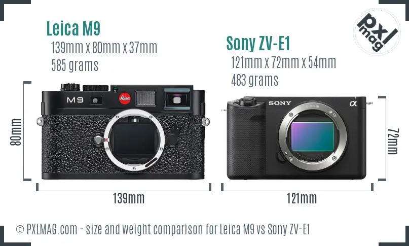 Leica M9 vs Sony ZV-E1 size comparison